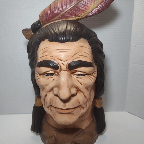 Vintage Yozie 1976 Native American Indian Head Bust Sculpture 15